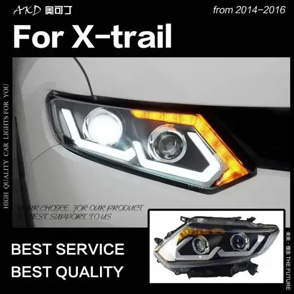 LED Headlight DRL Hid Option Head lamp light Angel Eye Beam Compatible With Nissan X-Trail 2014-2016 Rogue