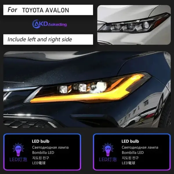 LED Headlight Projector Lens Headlights DRL Head Lamp Dynamic Signal Compatible With Toyota Avalon 2018-2022