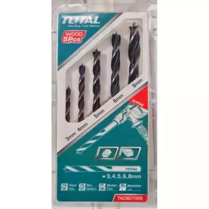 Total HSS Twist Drill Bit Set for Wood TACSD7055
