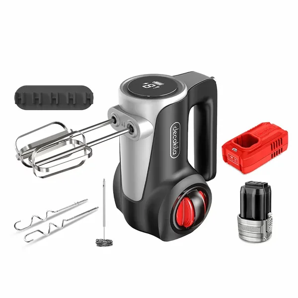 Decakila Hand Mixer 125W 7 Speeds w/ LED Display| 2000mAh, Individual Eject Button, Self-stand Design for Storage Convenience KEMX023B