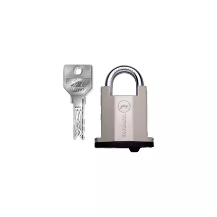 Godrej Shujja Padlock with 3ks Keys Having Key Combinations 30 Trillion Satin Nickel 6075