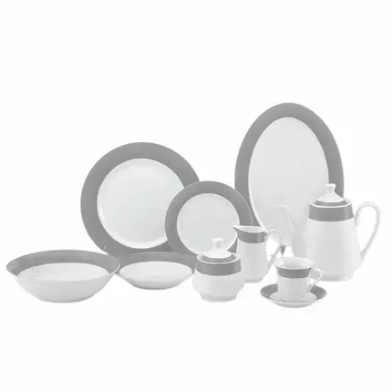 Nadstar8 Dinner Set 47pcs Porcelain Gray RSPD004