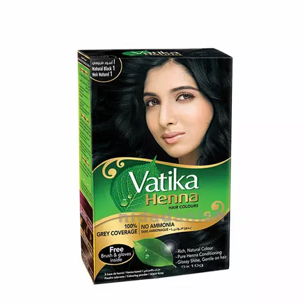 Vatika Henna Hair Color Hair Dye, Conditioner, Zero Ammonia Henna for Strong and Shiny Hair, Natural Black 6 Sachets