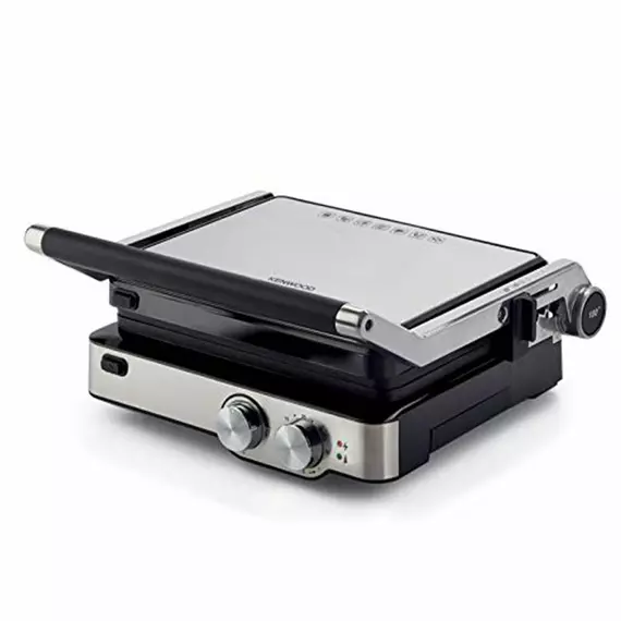 Kenwood Grill 2000W Contact Health Grill Panini Press with Variable Temperature, Timer, 3 Grill Positions for Panini, Burger, Sandwich, Pizza, Steak, Chicken, Fish, Vegetables HGM80.000SS