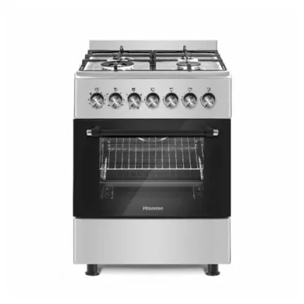 Hisense Cooker Free Standing 60 x 60cm 3 Gas Burners, 1 Electric Burner, Electric Oven, Glass Lid, Silver HF631GEES