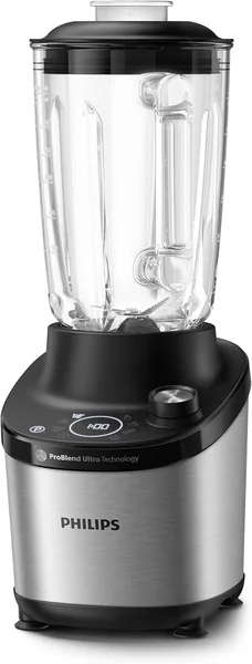 Philips High Speed Blender 7000 Series - 1500W, 2L Capacity, Glass Jar, 12 Speed Setting, 6 Quick Programs, Metallic & Black - HR3760/00