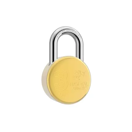 Godrej Navtal Ultra Xl+ Brass Padlock with Computerised Key, Home Door Lock with 4 Keys Brass Finish 5100