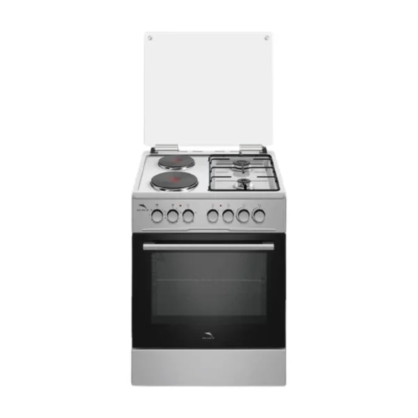 Dolphin Free Standing Cooking Range 60x60, 2 Gas Burners, 2 Electric Hot Plate & Electric Oven, Inox FS06060I-2G2E/E