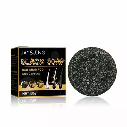 Jaysuing Black Soap Bar, Darkening Hair Shampoo Soap, Grey Coverage, Moisturizing, Cleansing, Refreshing Hair