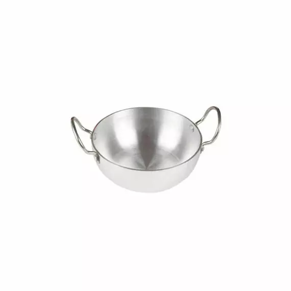 Nadstar8 Aluminium Classic Karai 7.30" No2 Heavy Base Aluminum Kadai Deep Frying Kadai with Handle for Kitchen