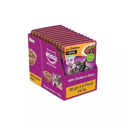 Whiskas Pouch Singles Kitten 85g Poultry in Gravy DB95M (Pack of 48)