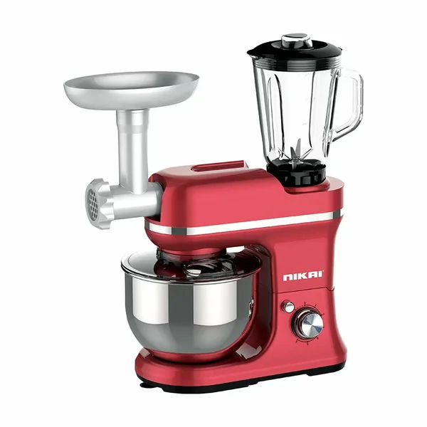 Nikai Kitchen Machine 3 in 1 1000W 5L 3 Attachments Multifunction Multi-Function, Planetary Mixing, LED Light, Detachable Accessories, Egg Whisk, Dough Hook, Beater, Blending jar set, Meat Grinder Set