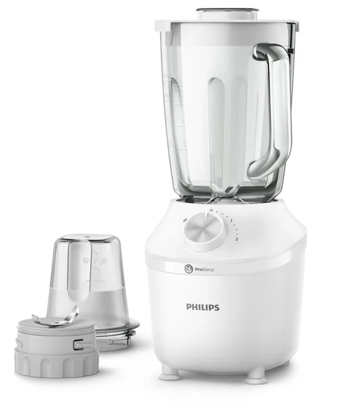 Philips 3000 Series Blender - 600W, 2L Capacity, Glass Jar, ProBlend System, 2 Speed Setting + Pluse - HR2291/20 White