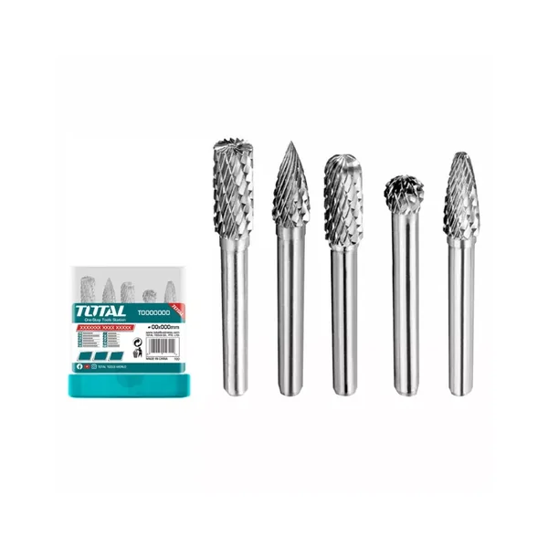 Total Drill Bit Tungsten Carbide Rotary Burrs Set for Shaping, Grinding, The Removal of Sharp Edges, and Excess Material (5pcs Set) TAKC0651