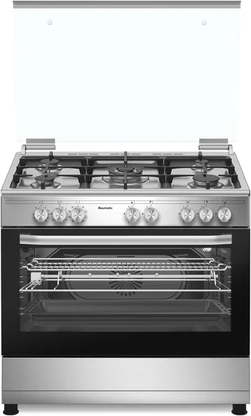 Baumatic 90cm 5 Gas Cooker with Electric Fan Oven – 110L, Cast Iron Pan Stands PMEC9GEESS