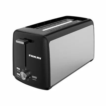 Nikai Toaster 1400W 4 Slice With 7 Setting Browning Control, Perfect Toast with Defrost/Reheat/Cancel Functions & Removable Crumb Tray, Sleek Design, Superior Toasting Performance NBT666S1