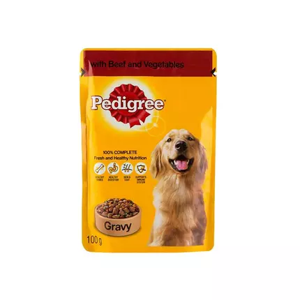 Pedigree Pouch Singles 100g Beef & Liver Mix with Vegetable in Gravy (AP99V/CV05E) (Pack of 48)