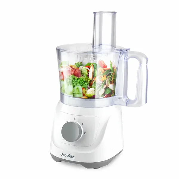 Decakila Food Processor 400W 6-1 Capacity 1.5L Includes Willow Orange Cutter, Plastic Housing, Shredding Blade, Slicing Blade, Chopping Blade, Egg Beater, Plastic Stirring Knife KEMG023W