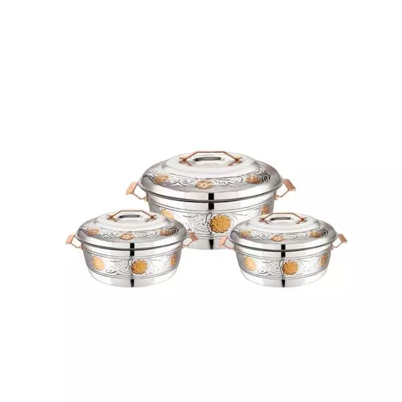 Hotpot Esteelo Queen Flower 2000/3000/4000 Stainless Steel Casserole Insulated Food Warmer With Steel Handle