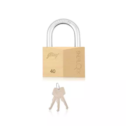 Godrej Sherlock Padlock 40mm, Hardened Shackle Double Locking, High Precision Brass Pin Tumbler Mechanism, Anti-Pick Technology to Enhance Security Brass In Blister Pack 7071