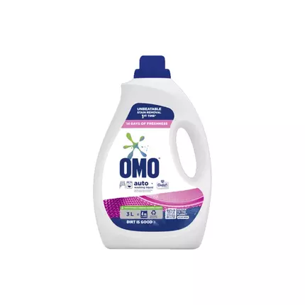 Omo Machine Wash Auto Comfort Freshness Washing Liquid Detergent, Liquid Detergent, Effective , Gentle on Clothes, Penetrates Fibres, with Fabric Conditioner 3L UOAL09