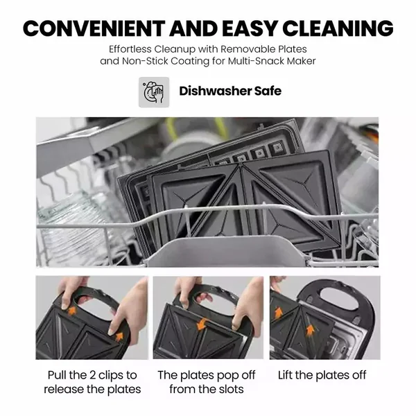 Nikai Sandwich Grill & Multi Snack Maker 750W 2 Slot Non-Stick 7-in-1 Interchangeable Plates for Grill, Toaster, Pancakes, Cookies, Waffles, Donuts, Cupcakes & Nutties, Dishwasher Safe - NGT727D