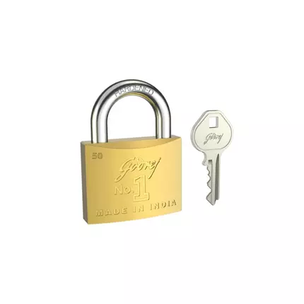 Godrej Economical Brass Padlock No.1 Double Locking Provides Higher Safety, Self Locking Snap Locking Makes Easy to Use Lock 50mm Box Pack 2785