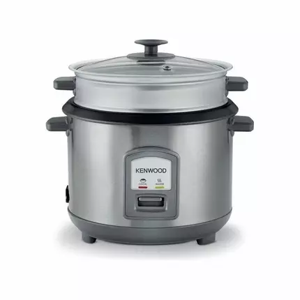 Kenwood 2-in-1 Rice Cooker 2.8L 16-Cups Rice with Food Steamer Basket, Non-Stick Cooking Pot, Temepered Glass Lid, Warm/Cook Lights, Spatula Holder, Detachable Cord RCM71.000SS