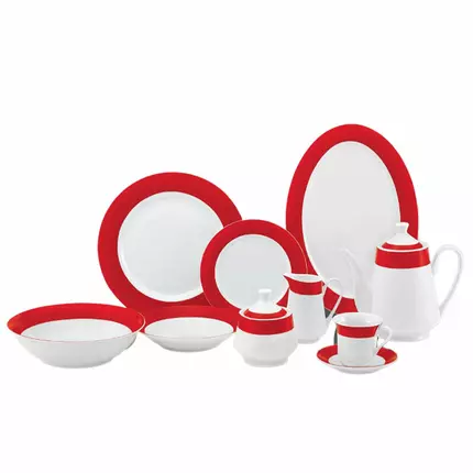 Nadstar8 Dinner Set 47pcs Porcelain Dark Red RSPD002