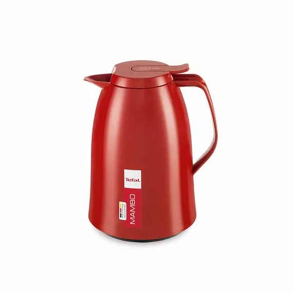 Tefal Mambo Jug Red 1 Liter Insulated Thermos Vacuum Flask Plastic-Polypropylenex (PP) Glass Liner K3039112