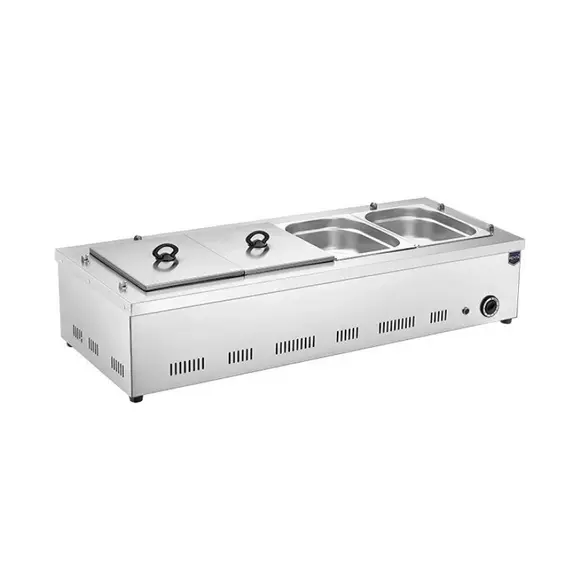 Remta Tabletop Bain Marie 2200W 4 Bowl Steam Basis, Thermostat Control, Stainless Steel Containers & Body RMT21