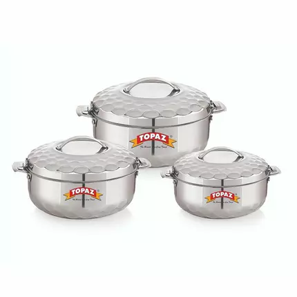 Topaz Hotpot Rose 3pcs Casserole Insulated Food Warmer With Steel Handle 4000/6000/8000