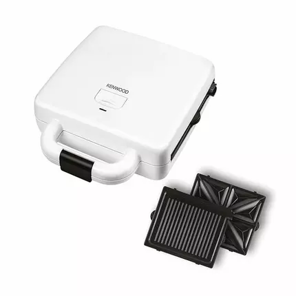 Kenwood Sandwich Maker 1300W 4 Slots 2-in-1 Sandwich Maker & Grill (180° Open Flat for Using as a Griddle) with 2 Sets of Non Stick Multifunctional Plates for Grilling and Toasted Sandwiches SMP94.A0W