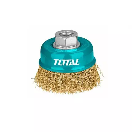 Total Wire Cup Brush with Nut 75mm Soft Golden TAC31031