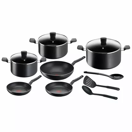 Tefal Super Cook Cookware Set 12PCS Non Stick Thermo Signal 100% Safe Aluminium Frying Pan & Cooking Pot Kitchen Utensil Set B459SC84