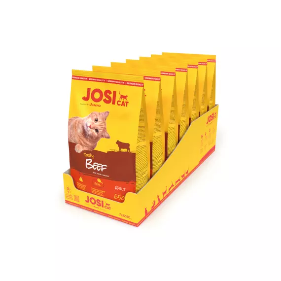 Josicat Dry Cat Food Premium Tasty Beef for Adult 650g (Pack of 7) (E-EX)