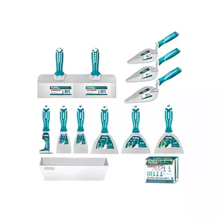 Total 12pcs Trowel & Putty Set, Construction Tools Set, Stainless Steel THKBPS1206