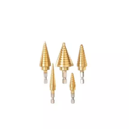 Total Step Drill Bit Set 1/4" Hex Shank TACSD2051 (Pack of 5pcs)