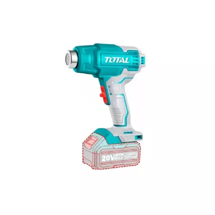 Total Cordless Heat Gun 20V 300/550°C with Reduction, Reflector & Flat Nozzle, 4.0Ah Battery & Charger TBLI20025