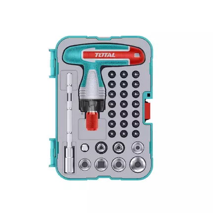 Total Screwdriver Bit Set with T-Handle Wrench TACSD30316 (Pack of 31pcs)