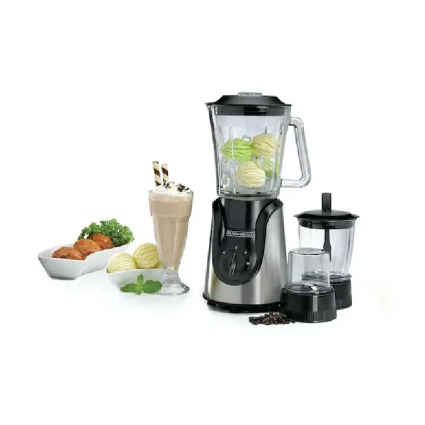 Black & Decker Blender 1.5L Glass Jar, 600W, 2 Speed with Pulse, Black/Silver BX600G-B5