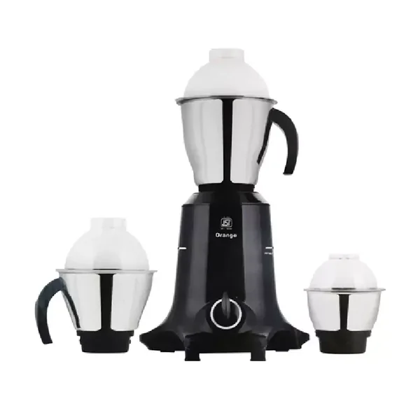 Orange Mixer Grinder 750W with 3pcs Stainless Steel Jars, Black OCTA 3