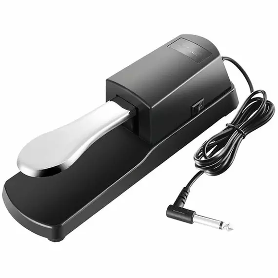 Universal Electronic Organ Piano Keyboard Sustain Pedal - Chrome Plated Damper Pedal for Musical Instruments, Featuring a Durable Plastic Shell.