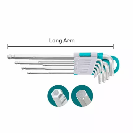 Total Allen Key Hex, Ball Point 9pcs Set THT106291