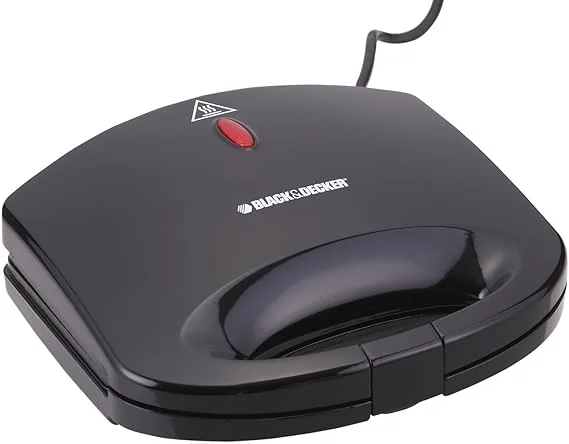 Black & Decker Sandwich Maker 2 Slice, Fixed Plate, Compact Design TS1000-B5