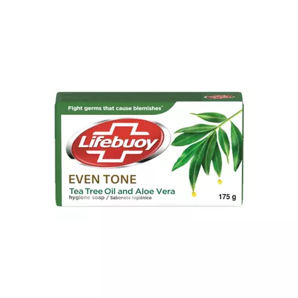 Lifebuoy Even Tone Tea Tree Oil & Aloe Vera Hygiene Bath Soap, Whether You Use for Skin Cleansing or Hand Wash 175g ULBS07