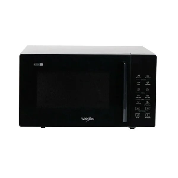 whirlpool Microwave Magic cook Pro Solo 25L LED Digital Microwave With Push Button Door, Grill Function, 60-Mins Timer, 5-Microwave Power Levels & Defrost Function 900W - Black - (MWP-25GE)