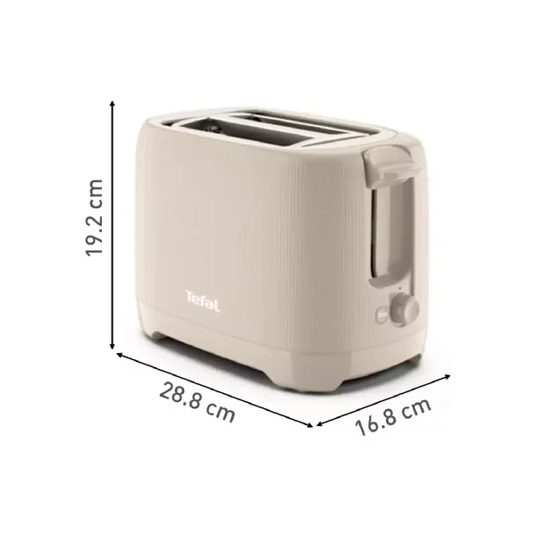 Tefal Morning 2 Slot Toaster 850W with Bun Warmer, 7 Browning Levels, Stop Function, Plastic Body TT2M1B27